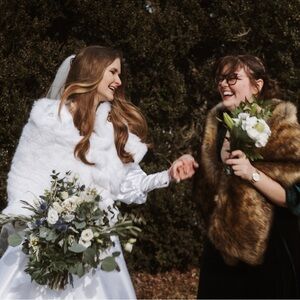 Faux fur bridesmaid shawls